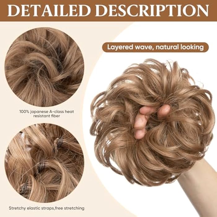 SARLA Messy Hair Bun Hair Piece for Women Girls Dark Brown Synthetic Hair Buns Extension Hairpieces Ponytail Hair Extensions - Image 5